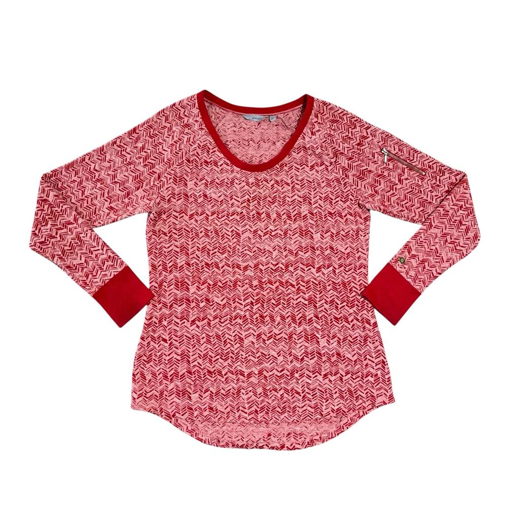 Athleta Cotton Blend Thermal Top L Red Stretch Long Sleeve Casual Activewear